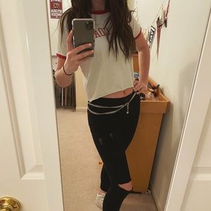 “East coast” distressed cropped tee